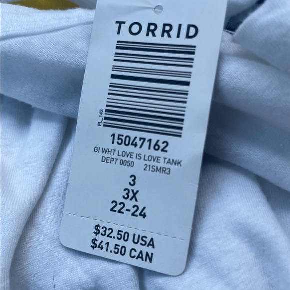 Torrid Celebrate Love & Pride Classic Fit Tank - Love Is Love White 3X NWT - Picture 6 of 9